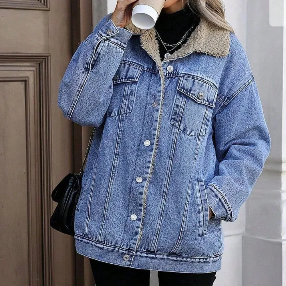 Blue Casual Women's Thermal Lined Windbreaker Jacket - Picture 3 of 7